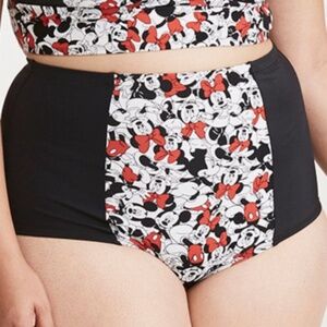 Disney x Torrid Mickey & Minnie High Waisted Sz 1 Swim Bottoms Black/White